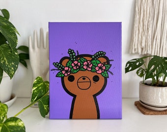 FLOWER BEAR - 9x12 - original painting, ready to ship