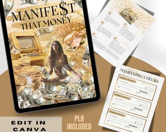 eBook Manifest That Money: guida alla manifestazione di 47 pagine (modello Canva, PLR)