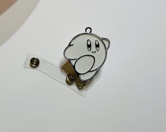 Custom Color Kirby w/ Black 3D Outline Badge Reel //Texture Badge Reel // Nurse Badge Reel // Student Badge Reel // Calming Fidget