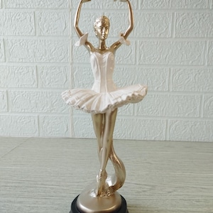 Elegant Ballerina Statue, White and Gold Ballet Figurine, Dancer Sculpture, Classical Ballet Room Decor, Perfect Gift For Dancers