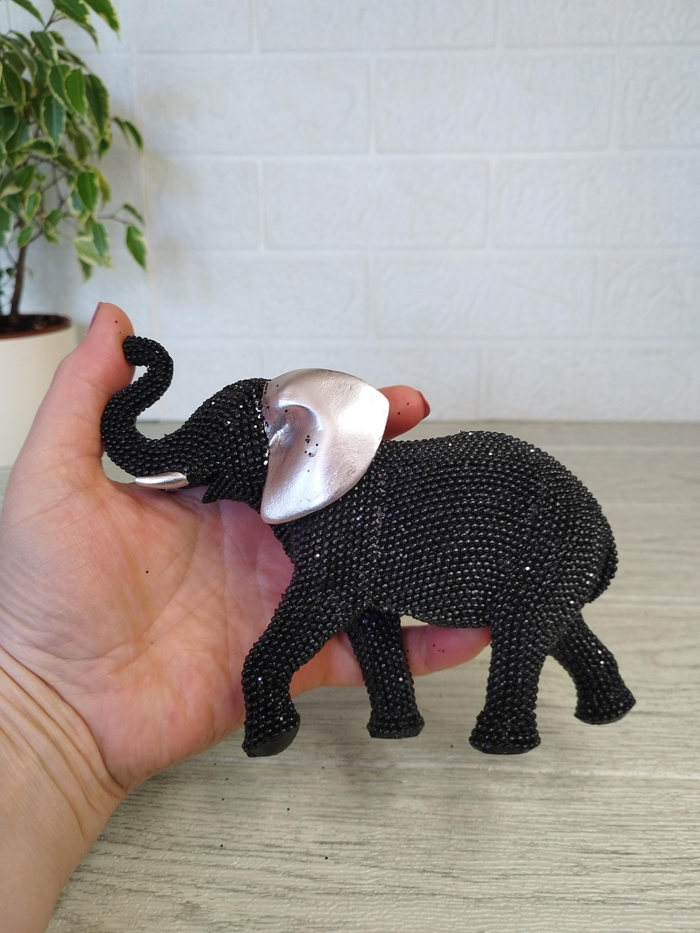 黒象の置物：シルバーのアクセント、風水幸運装飾 - Etsy 日本