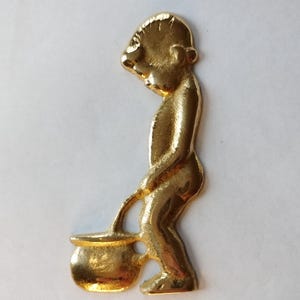 Brass WC Sign, Peeing Boy Restroom Sign, Bathroom Door Plaque, WC Restroom Sign, Brass Toilet Door Sign, Door plaque WC, Toilet Door Sign