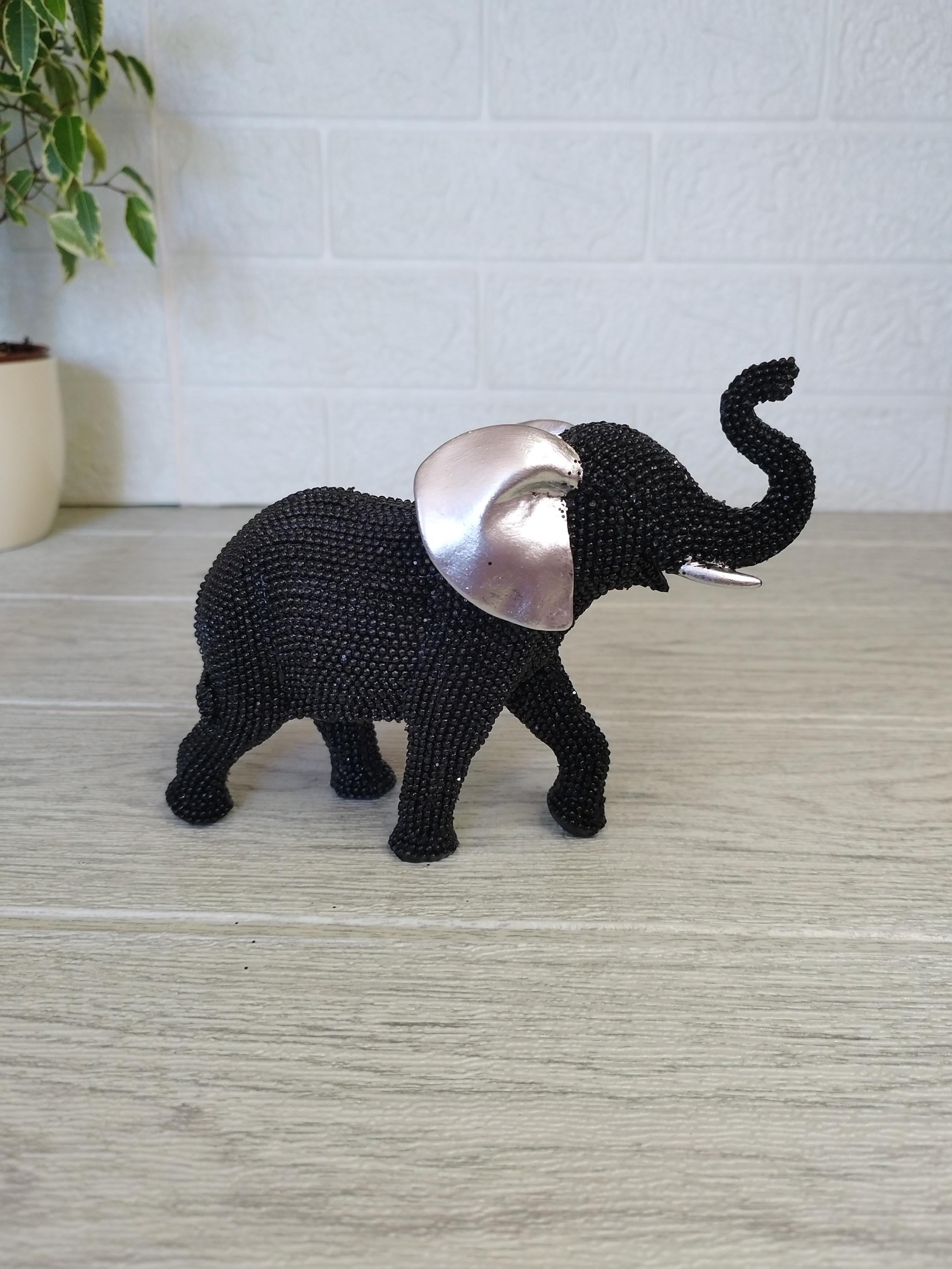 黒象の置物：シルバーのアクセント、風水幸運装飾 - Etsy 日本