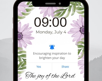 Christian Phone Wallpaper – Lavender Daisy Bible Verse (Digital Download)