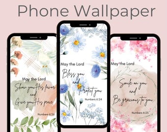 Christian Phone Wallpaper Set – Numbers 6:24-26, Bible Verse (Digital Download)