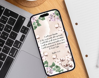 Psalms Scripture Phone Wallpaper, Floral Christian Lock Screen (Digital Download)