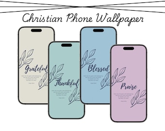 Gratitude Christian Phone Wallpaper – Psalm 100:4, Set of 4 (Digital Download)