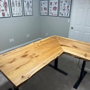 L-shaped Adjustable (standing), Live Edge Desk - Etsy