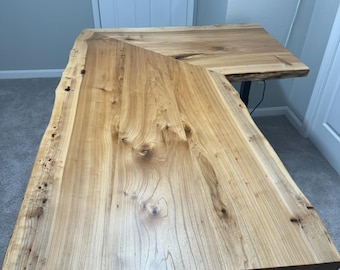 L-Shaped Adjustable (Standing), Live Edge Desk