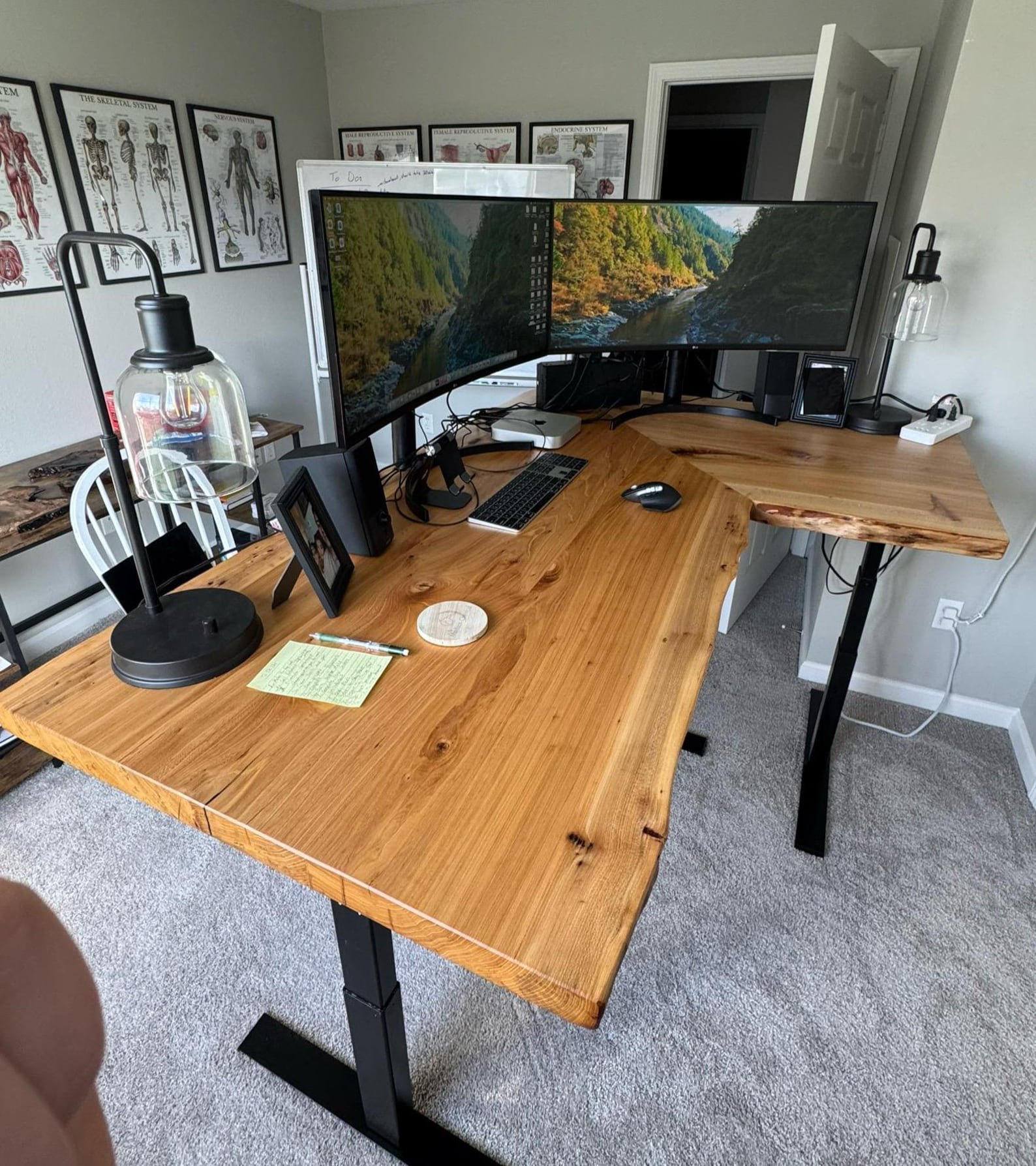 L-shaped Adjustable (standing), Live Edge Desk - Etsy
