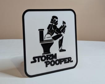Storm Pooper Toilet Sign - Funny - Bathroom - Novelty - Humour - Gift