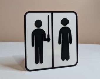 Princess and Jedi Comedy Toilet Sign - Funny - Bathroom - Novelty - Humour - Gift