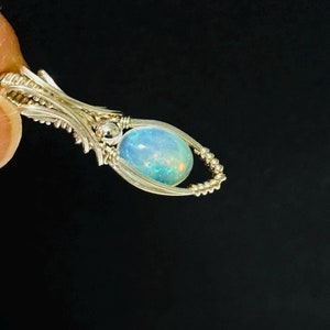 Natural Ethiopian Opal Pendant , 925 Sterling Silver Wire Wrapped Pendant with Chain – Handcrafted Jewelry for Everyday or Special Occasions