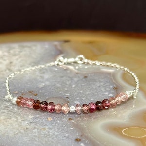 Sterling Silver Pink Tourmaline Bracelet, October Birthstone Jewelry