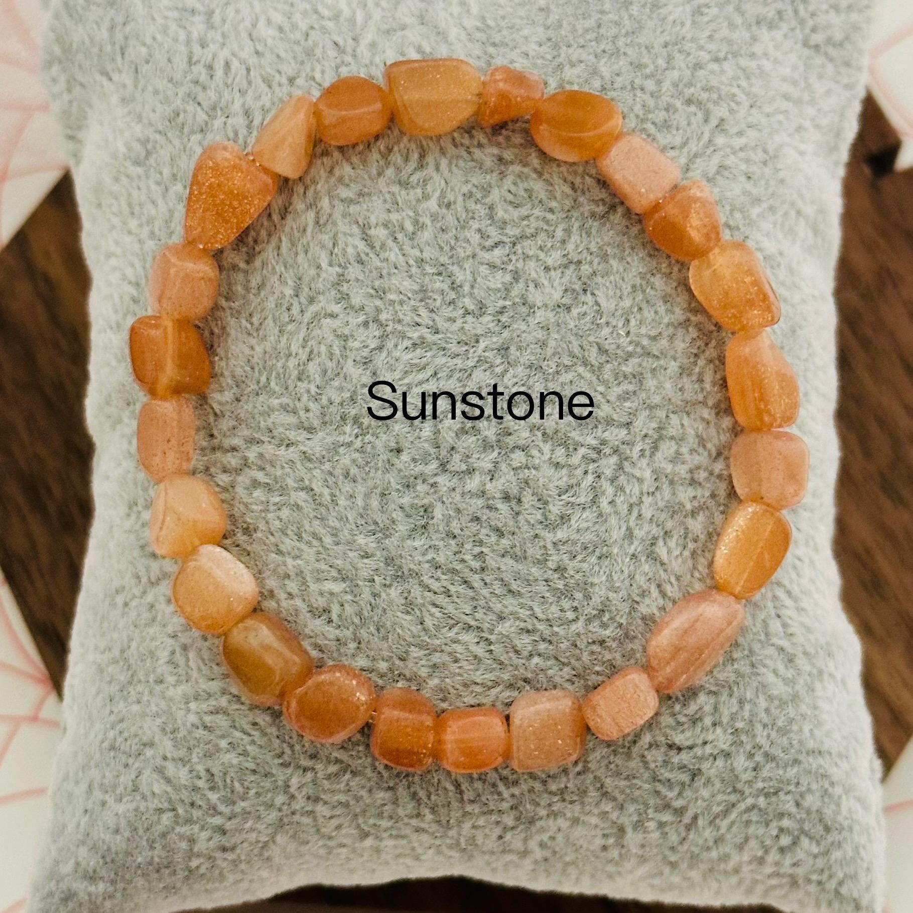 Natural Orange Sunstone Stretch Bracelet For Men - Handmade Gemstone Energy Beaded Jewelry - View #3