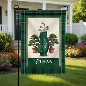 Custom Golf Garden Flag Personalized Name, Monogram Initial Golf Bag Yard Flag, Outdoor Sports Decor, Golf Lover Gift Idea