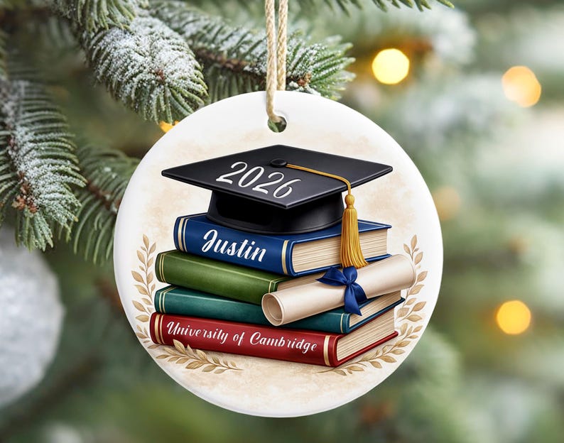 Custom Graduation Ornament With Gown 2026, Personalized Class of 2026 ...