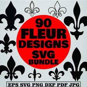 Fleur de Lis Svg-bundel, Fleur de Lis Png-bundel, Fleur de Lis Clipart, Fleur de Lis Cut-bestanden voor Circut, Fleur de Lis silhouetten Svg, png