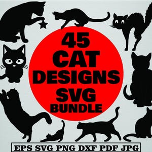 猫のSVGバンドル、黒猫のSVG、猫のクリップアート、回路図用猫のカットファイル、猫のシルエット、黒猫のクリップアート、猫の愛のSVG、動物のSVG、猫のSVG