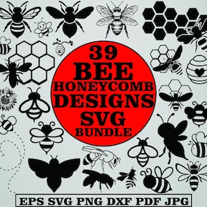 Bee Svg Bundle, Honeycomb Svg, Queen Bee Svg, Bee Clipart, Bee Silhouette, Bee Cut Files For Circut, Honey Bee Svg, Bee Path Bundle, Bee Svg