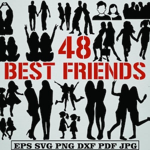 Best Friends Svg Bundle, Best Friends Clipart, Best Friends Cut Files For Circut, Girls Friends Svg, Best Friend Silhouette, Best Friend Png