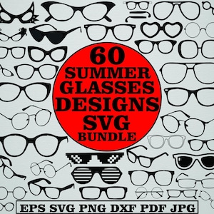 Glasses Svg Bundle, Fashion Glasses Svg, Glasses Clipart, Glasses Cut Files For Circut, Glasses Silhouette, Eyewear Svg, Eyewear Png Bundle
