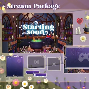 Pakiet nakładek strumieniowych — Magiczna przytulna noc — Twitch Stream — Nakładki strumieniowe — Nakładki Twitch — Animowane 3D — Ekran strumienia — Czat — Vtuber — 3DStream