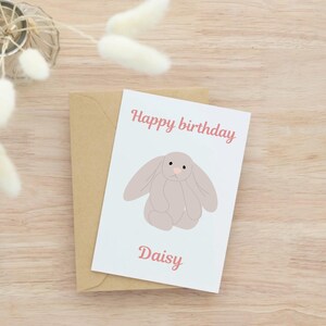 Tarjeta personalizada de conejito inspirada en Jellycat / Tarjeta inspirada en Jellycat