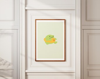 Jellycat inspirierter Frosch-Kunstdruck: Kawaii-Kinderzimmer-Deko