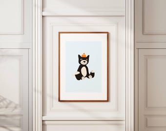 Kawaii Schwarze Katze Kunstdruck: Jellycat inspirierte Kinderzimmer Dekoration