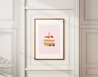 Jellycat inspiriertes Geburtstagskuchen Poster: Kawaii Kinderzimmer Kunst