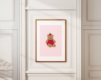 Erdbeer Bär Poster: Jellycat-inspirierte Kinderzimmer Wandkunst (A4)