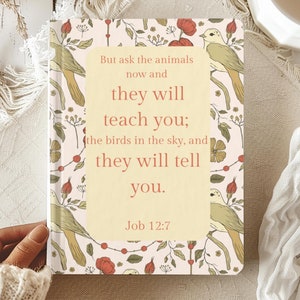 Retro Christian Notebook Prayer Journal Job 12:7 Bible Verse Journal Bible Study Notes Sermon Notebook for Church Scripture Journal for Her