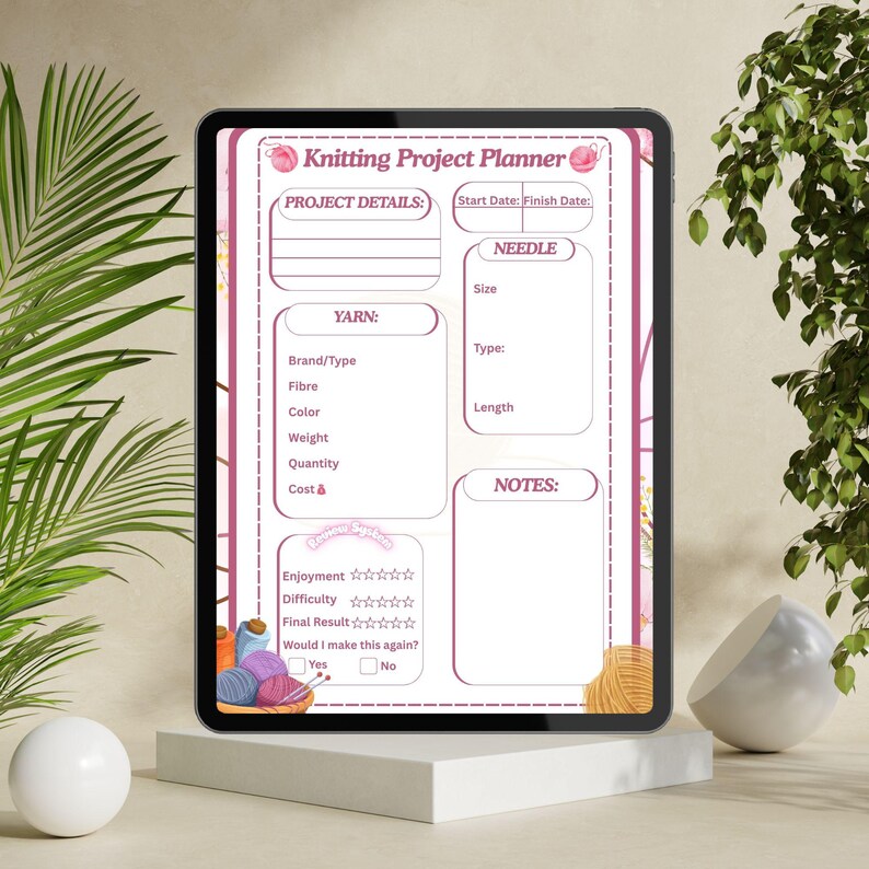 Knitting Project Planner Printable: Yarn & Needle Tracker (PDF Template ...