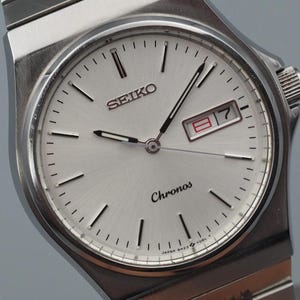 Near Mint  SEIKO Chronos 5H23-7D20 Quartz Day Date Mens Vintage Watch Japan