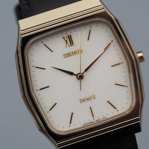 1992 Near Mint  Vintage SEIKO Dolce 8N51-5000 White Dial Quartz Mens Watch Japan