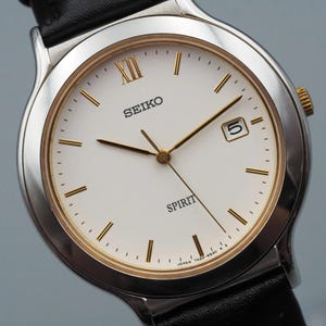 Near Mint  Seiko Spirit 7N22-6A80 Quartz White Dial Mens Vintage Watch Japan