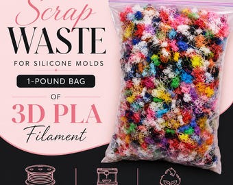 Scrap Waste for Silicone Molds: 1-Pound Bag of 3D PLA Filament