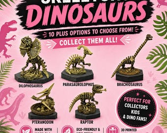 Dinosaur Skeleton Flexi Toy | 3D Printed Wood PLA | Fidget Desk Decor