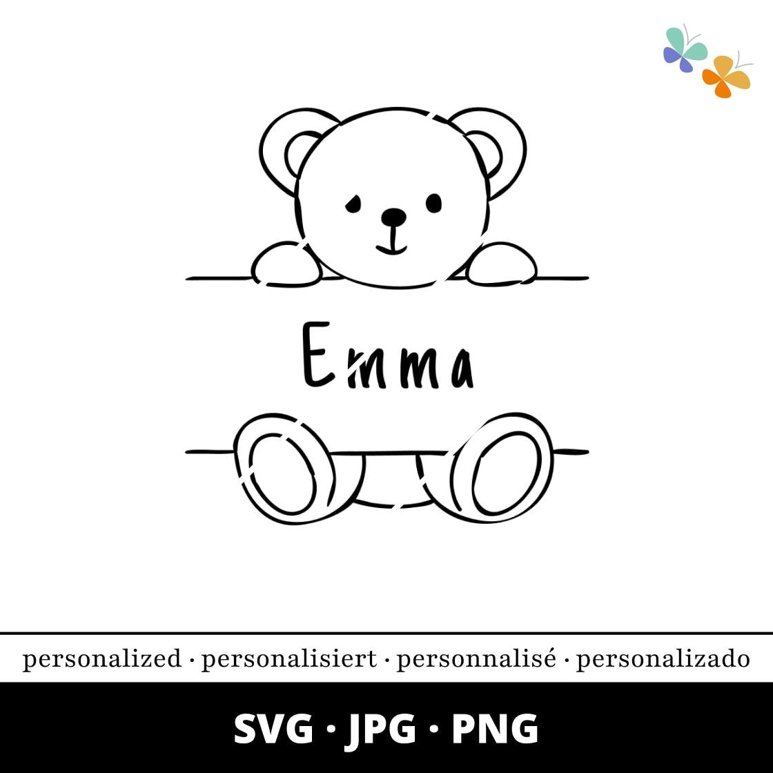 Personalized Teddy Bear Monogram (SVG, JPG, Png) for Printing, Plotting ...