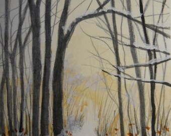 Watercolor of woods on Ireland Road by Cathi Isza