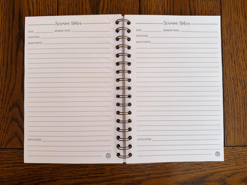 Floral Sermon Notes Journal: Spiral Bound Christian Notebook ...