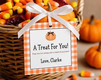 Gingham Boo Basket Tag: Halloween Treat Gift Tag (Digital Download)