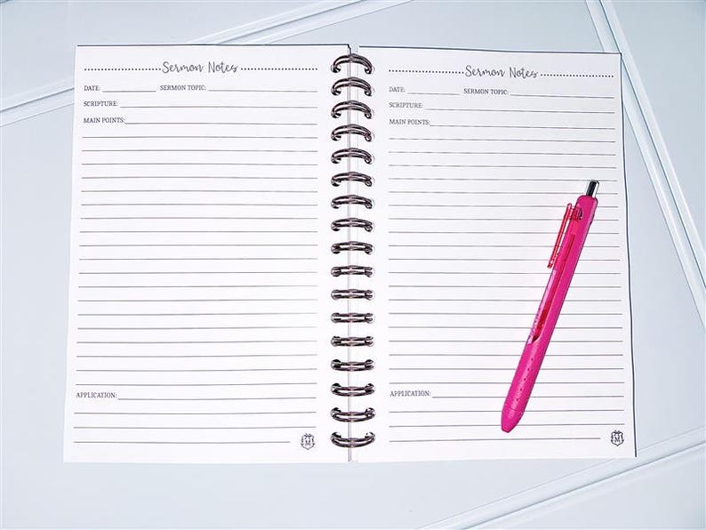 Floral Sermon Notes Journal: Spiral Bound Christian Notebook ...