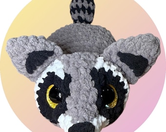 Daphne the Loafy Raccoon, no sew crochet pattern ***DIGITAL pdf PATTERN ONLY***