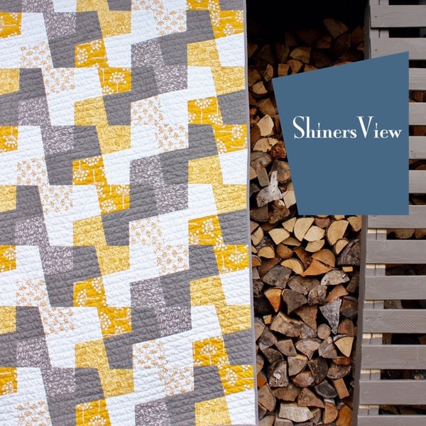 Quilt Pattern || Geometric Patchwork PDF Quilt Pattern || Modern Quilt Pattern || Easy Quilt Pattern for Beginners || Mid-Century Modern