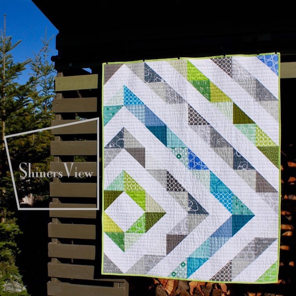 Offset Diamonds Baby Quilt Pattern | Modern HST Design (PDF Pattern)