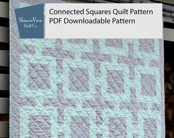 Quilt Pattern || Connected Squares PDF Quilt Pattern || Mid-Century Modern || Easy Quilt Pattern for Beginners
