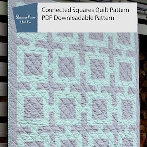 Quilt Pattern Connected Squares PDF Quilt Pattern Mid-Century Modern Easy Quilt Pattern for Beginners image 1