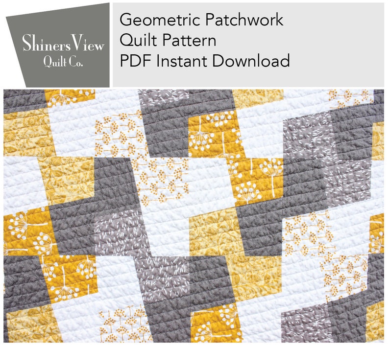 Quilt Pattern Geometric Patchwork PDF Quilt Pattern Modern Quilt Pattern Easy Quilt Pattern for Beginners Mid-Century Modern image 2
